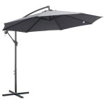 Parasol d�port� octogonal rabattable dia. 3 m parasol de jardin avec pied en croix gris