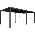 Pergola lames orientables 2 zones grande taille dim. 5, 95 x 3 x 2, 25 m alu. acier �poxy anthracite
