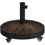 Pied de parasol base de lestage rond poids net 22, 7kg en r�sine avec 4 roulettes - dim. � 52 x 41h cm ...