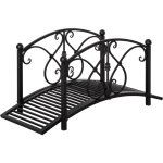 Pont de jardin en m�tal avec garde - corps lat�raux style fer forg� noir