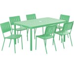 Outsunny - salon de jardin - ensemble d�jeuner 6 places 7 pi�ces - table et 6 chaises empilables - acier ...