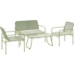 Outsunny - salon de jardin style acapulco 4 places 4 pices plateau verre tremp acier rsine filaire ...