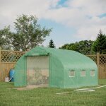 Outsunny - serre de jardin tunnel 10, 4 m - 6 fentres et porte zippe avec moustiquaires - acier galvanis ...