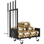 Serviteur de cheminée range - bûches chariot 3 en 1 - pelle, balai, tisonnier, pince - charge max. 60 ... Serviteur de cheminée range - bûches chariot 3 en 1 - pelle, balai, tisonnier, pince - charge max. 60 ...