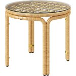 Outsunny - table d'appoint ronde de jardin  50 x 44 cm rsine tresse effet naturel