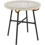 Outsunny - table basse ronde de jardin en résine aspect rotin métal et plateau verre trempé ø 50 x 50h ... Outsunny - table basse ronde de jardin en résine aspect rotin métal et plateau verre trempé ø 50 x 50h ...