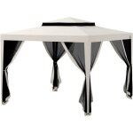 Tonnelle barnum de jardin 3l x 3l m avec 4 moustiquaires amovibles - double toit - m�tal polyester blanc ...