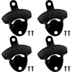 Ouvre - bouteille mural 4 pi�ces noir avec vis, d�coration rustique pour bar cuisine cave