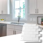 Ouylaf - lot de 10 pices, carrelage autocollant blanc, crdence adhsive cuisine salle de bains, papier ...