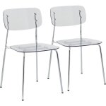 Lot de 2 chaises transparentes en acier et plastique