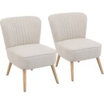 Lot de 2 fauteuils style crapaud en tissu beige