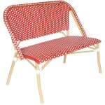 Oviala - banc de jardin en alumunium et rotin synth�tique blanc et rouge