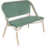 Oviala - banc de jardin en alumunium et rotin synth�tique blanc et vert