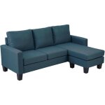 Canap� d'angle droit en tissu 3 places bleu