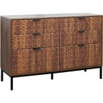 Oviala - commode  6 tiroirs en mdf dcor mlamin bois fonc