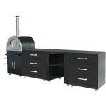 Oviala - cuisine d'extrieur 4 lments avec four  pizza noir