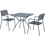 Oviala - ensemble table et 2 fauteuils de jardin bleu