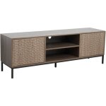 Oviala - meuble tv rectangulaire 2 portes l160 cm bois fonc�