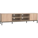 Oviala - meuble tv rectangulaire 2 portes l200 cm bois clair