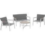Oviala - salon de jardin 4 places en aluminium blanc