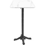 Table haute 60 cm inclinable plateau marbre blanc / argent et pied noir