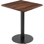 Oviala - table � manger carr�e 60 cm pied noir et rev�tement bois fonc�