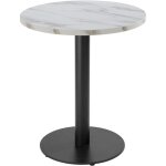 Oviala - table � manger ronde 60 cm pied noir et rev�tement marbre blanc