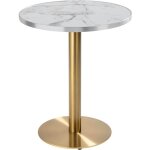 Oviala - table  manger ronde 60 cm plateau marbre blanc / argent et pied dor