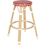 Tabouret haut de jardin en aluminium et rotin synthétique blanc, rouge Tabouret haut de jardin en aluminium et rotin synthétique blanc, rouge