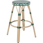 Tabouret haut de jardin en aluminium et rotin synth�tique blanc, vert