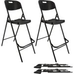 Oxeo - lot de deux chaises de bar pliantes noires - ht 120cm - chaises hautes pliantes - cadre en acier ...