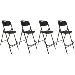 Oxeo - lot de quatre chaises de bar pliantes noires - ht 120cm - chaises hautes pliantes - cadre en acier ...