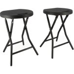 Oxeo - tabourets pliants x2 - ht 46cm - tabouret pliable de jardin, terrasse, balcon - noir - siège résine ... Oxeo - tabourets pliants x2 - ht 46cm - tabouret pliable de jardin, terrasse, balcon - noir - siège résine ...