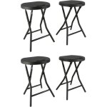 Oxeo - tabourets pliants x4 - ht 46cm - tabouret pliable de jardin, terrasse, balcon - noir - si�ge r�sine ...