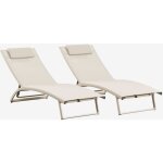 Sklum - lot de 2 chaises longues inclinables en aluminium dulem tapioca beige