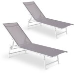 [jamais utilis�] pack de 2 bains de soleil pour jardin ou piscine, acier renforc�, design l�ger, coloris ...