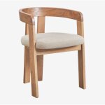 Pack de 2 chaises de salle  manger avec accoudoirs en bois et rembourres yvone sklum