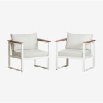 Sklum - lot de 2 chaises de jardin en aluminium et bois d'acacia lipov blanc gardenia Sklum - lot de 2 chaises de jardin en aluminium et bois d'acacia lipov blanc gardenia