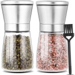 Pack de 2 moulins � �pices dans des bouteilles en verre, moulin � poivre et sel manuel, salieres et poivrieres ...