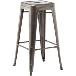 Pack de 2 tabourets hauts empilables en acier lix sklum gris bross� ?75 cm