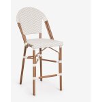 Pack de 2 tabourets hauts empilables avec dossier en aluminium et rotin synth�tique brielle bistro sklum ...