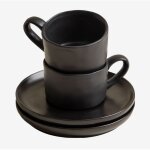 Pack de 2 tasses � caf� 10 cl avec soucoupe belvere sklum noir
