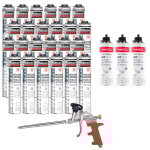 Pack 24 mousses expansives 750ml whiteteq rubson + 3 nettoyants foamcleaner 929 500ml + pistolet manuel ...