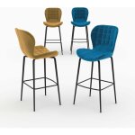 Pack 4 chaises de bar en velours jaune et bleu 75 cm - mazzia