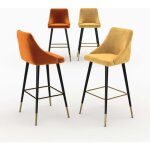 Pack 4 chaises de bar en velours orange et jaune 78 cm - aristote