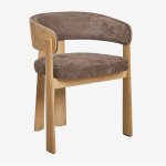 Pack de 4 chaises de salle � manger en bois de ch�ne et tapiss�es olea sklum