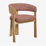 Pack de 4 chaises de salle � manger en bois de ch�ne et tapiss�es olea sklum