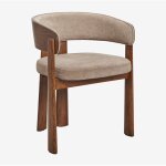 Pack de 4 chaises de salle � manger en bois de ch�ne et tapiss�es olea sklum