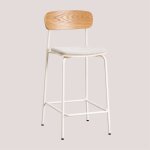 Lot de 4 tabourets hauts empilables 65 cm en fer et bois wilpier sklum blanc gardenia