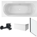 Jacob delafon - pack baignoire 170 x 75 elise + tablier angle + mitigeur bain douche mural aim noir ...